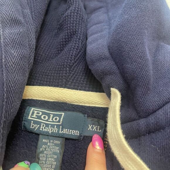 Polo Ralph Lauren Navy Blue Vintage Y2K Zip Up Jacket Hoodie Size XXL - Picture 3 of 9